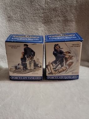 2 Vintage Norman Rockwell "Seafarers Collection" porcelain tankards